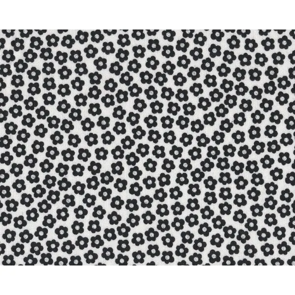 Patchworkstoff "Quilters Basic", Sreublümchen, weiß-schwarz