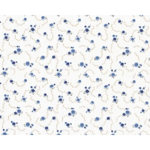 Patchworkstoff "Quilters Basic", Streublümchen-Ranken, wollweiß-taubenblau