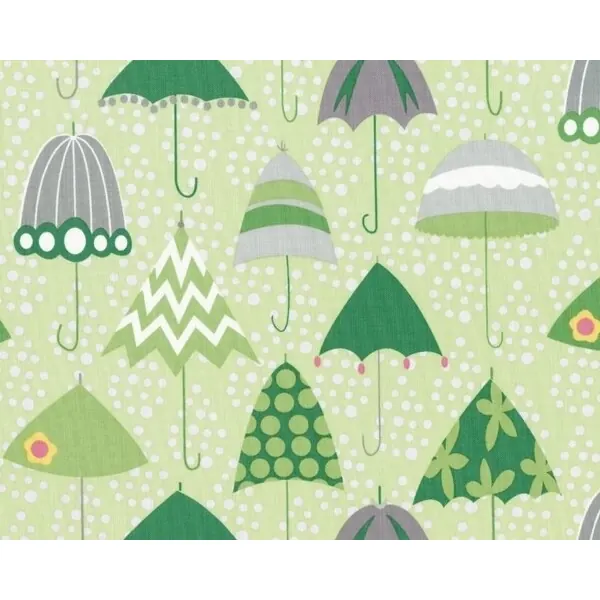 Patchworkstoff "Rainy Days & Mondays" mit Schirmen, hellgrün