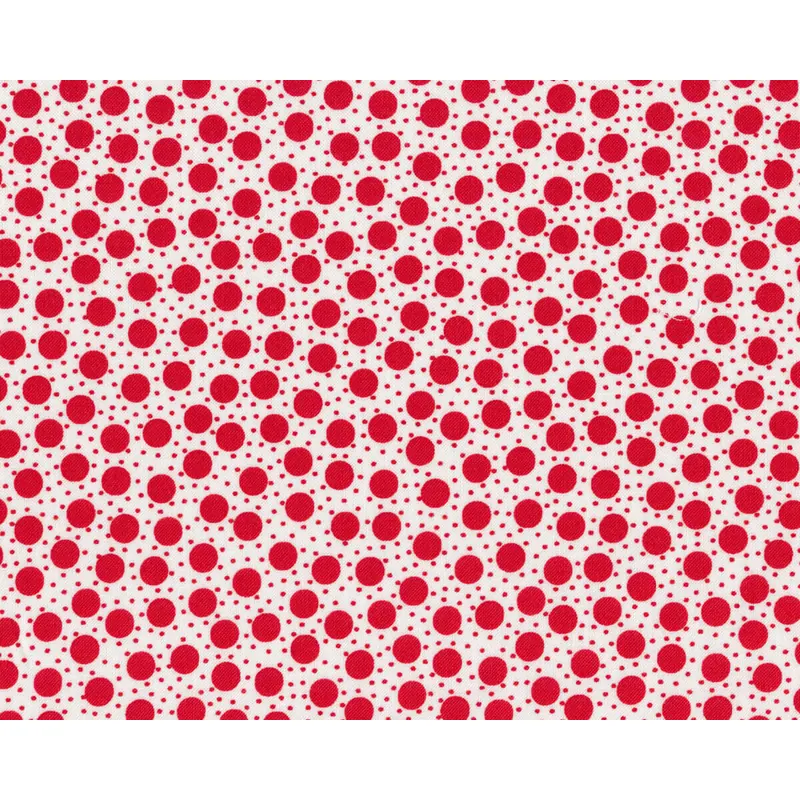 Patchworkstoff RED DOT...GREEN DASH, Punkte, weiß-rot, Moda Fabrics