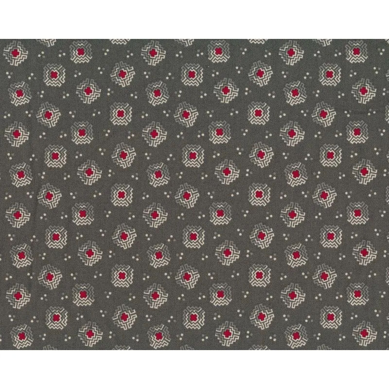 Patchworkstoff RED IS THE NEW NEUTRAL, Zacken-Vierecke, steingrau-dunkelrot