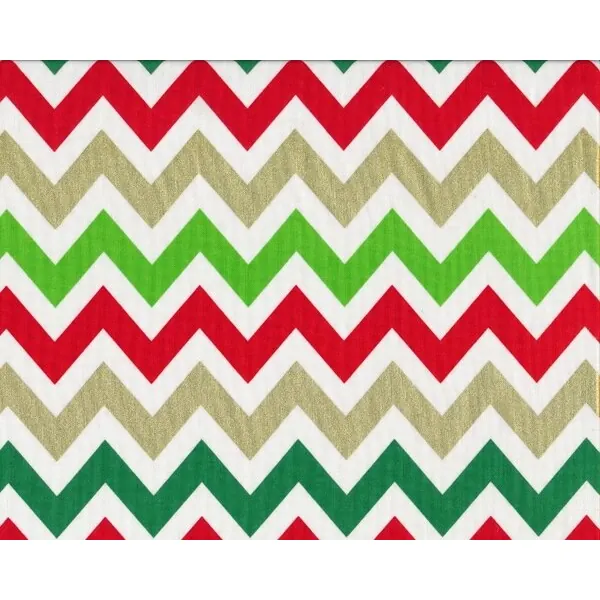Patchworkstoff REMIX, breite Chevron-Zacken, maigrün-rot-gold