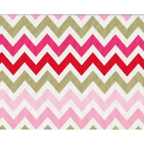 Patchworkstoff REMIX, breite Chevron-Zacken, rosa-weiß-gold