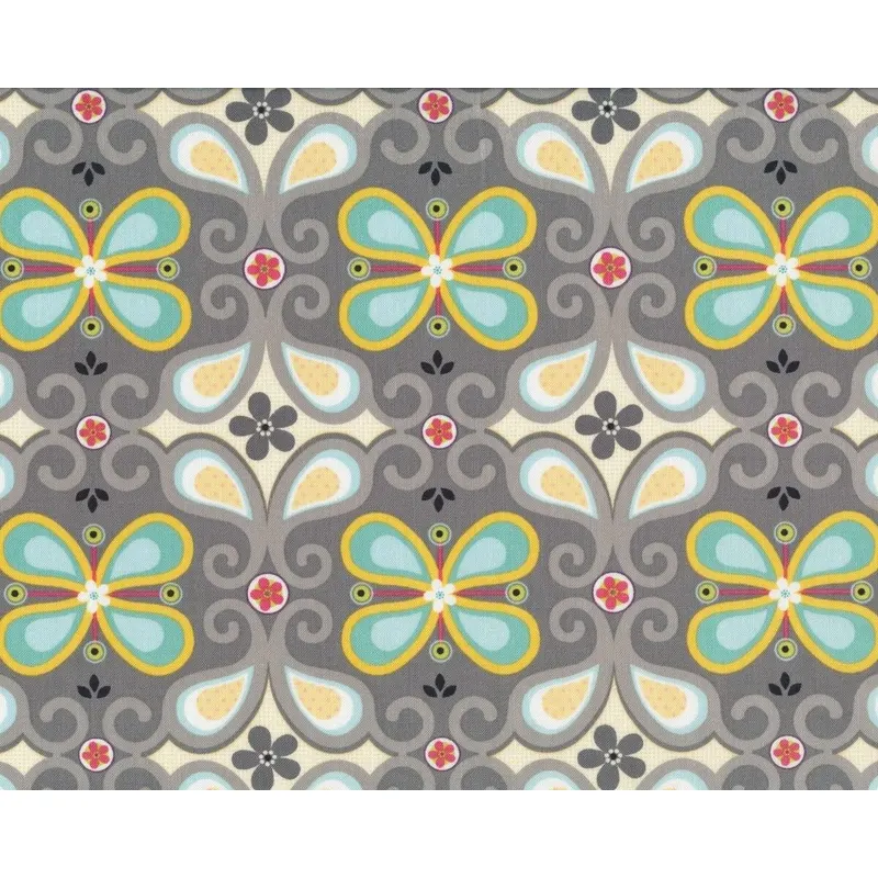 Patchworkstoff RHAPSODY BOP, Blumenornamente, steingrau-mintgrün