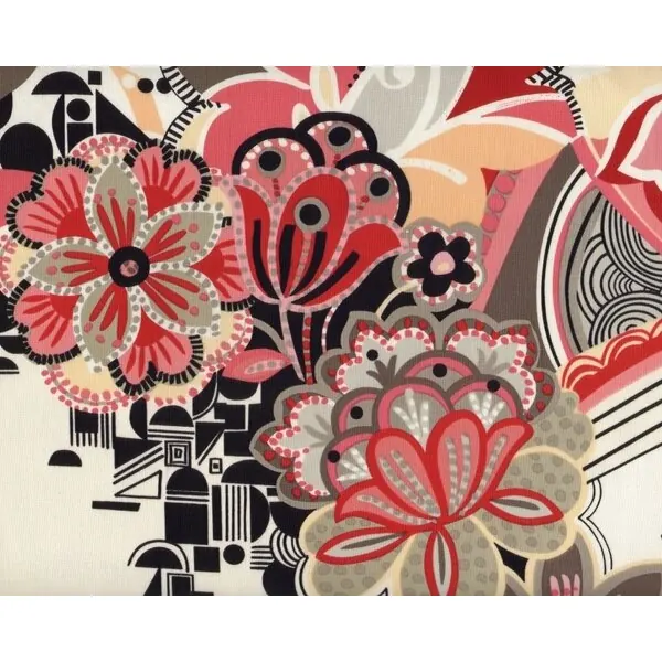 Patchworkstoff "Rivoli" mit zauberhaften Blumen, dunkelrot-altrosa-schwarz