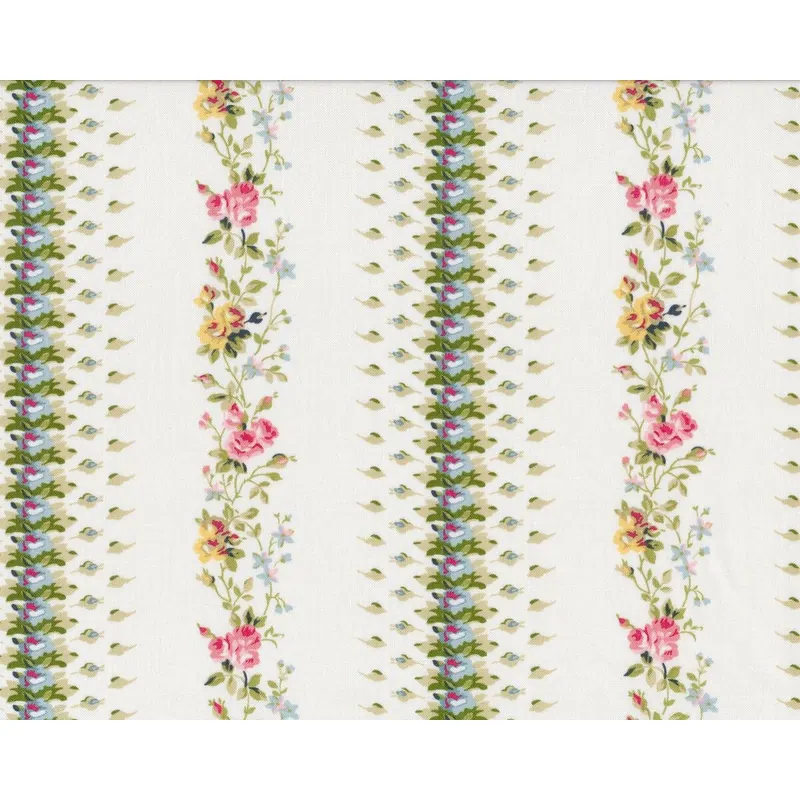 Patchworkstoff ROSE COLLECTION, Bordürestreifen mit Rosen, weiß-moosgrün