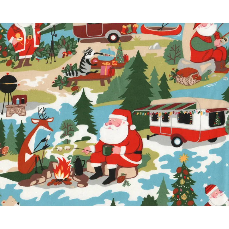 Patchworkstoff SANTA GOES GLAMPING, Weihnachtsmann, Alexander Henry