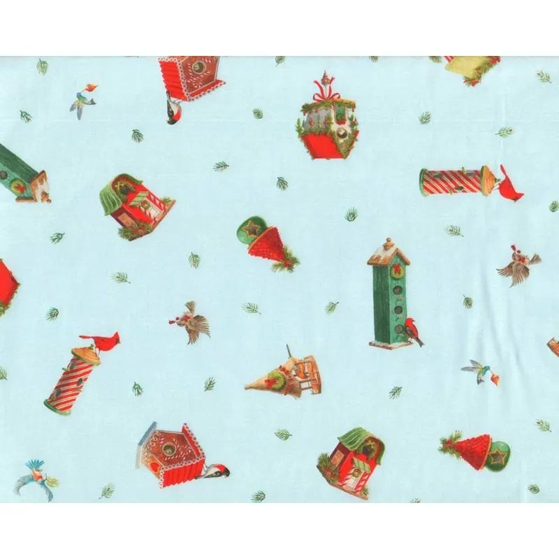 Patchworkstoff SANTAS WOODLAND WALK, Vogelhäuschen, Robert Kaufmann