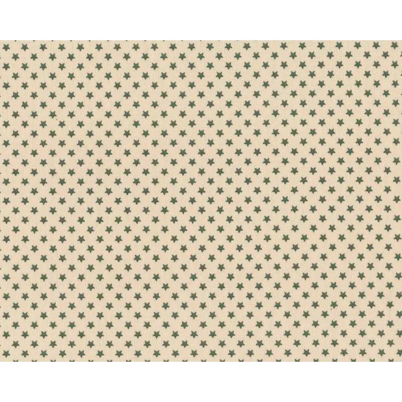 Patchworkstoff SCANDI CHRISTMAS, kleine Sterne, hellbeige-dunkles moosgrün