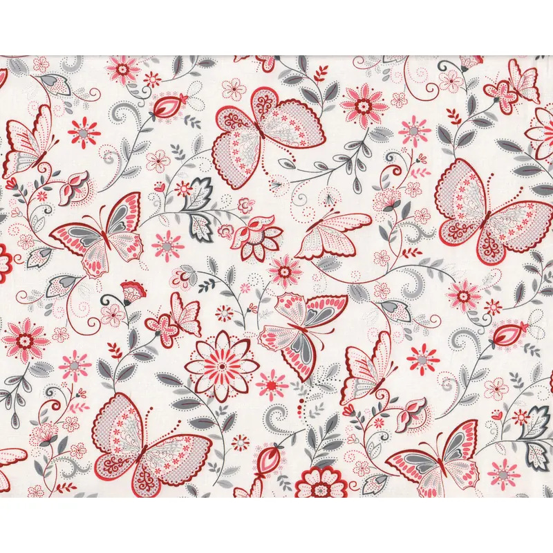 Patchworkstoff SCARLET STITCHES, Schmetterlinge, weiß, Henry Glass