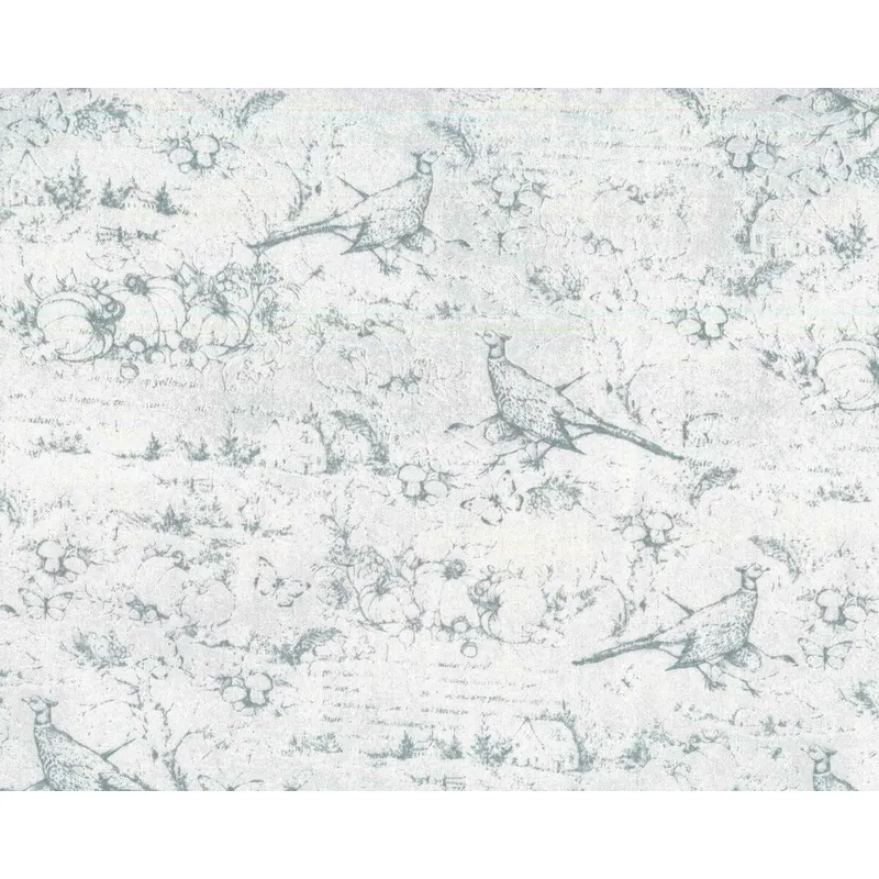 Patchworkstoff SEEDS OF GRATITUDE, Landschaft mit Fasan, mintgrau, Wilmington Prints