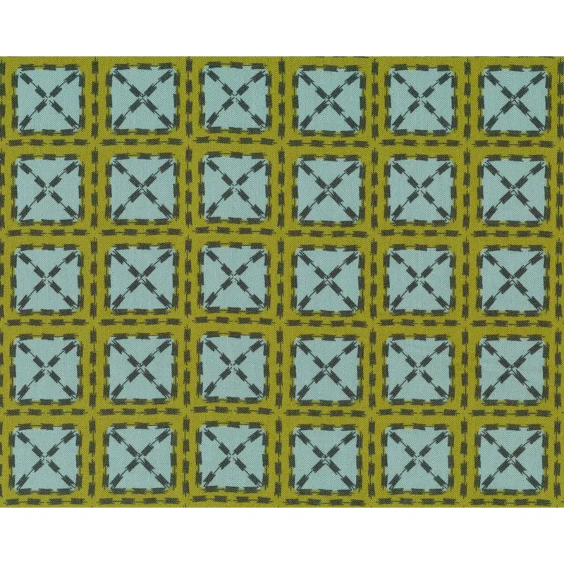 Patchworkstoff SHAMAN HOPI, Kreuz-Karos, limette-helles türkis