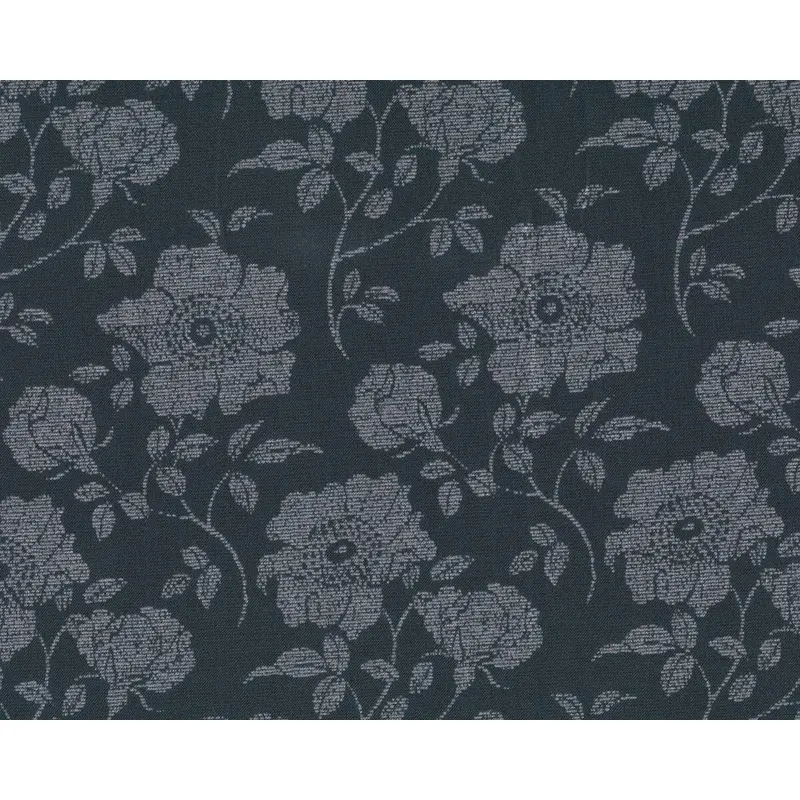 Patchworkstoff SHIMMER, Rosen auf Rastergrund, anthrazit-altsilber metallic