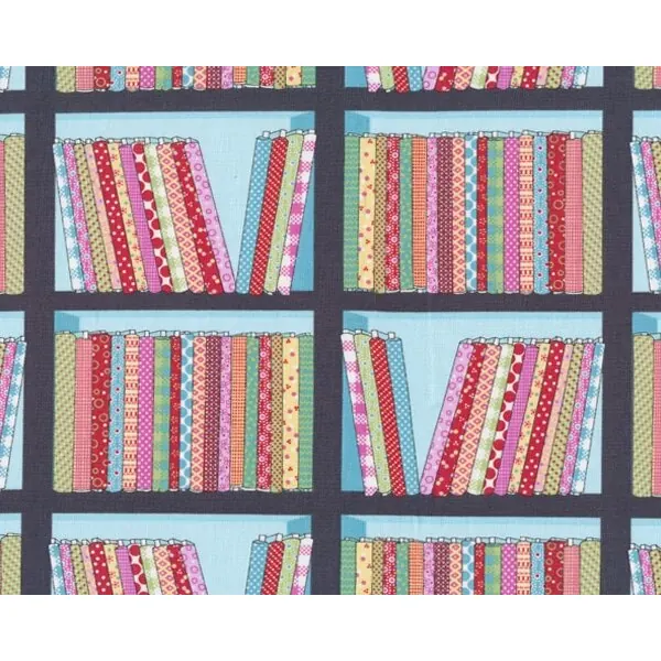 Patchworkstoff SHOP LOCAL, Stoff-Regal, pink-hellblau