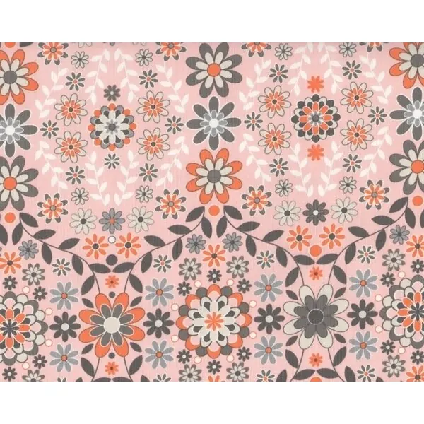 Patchworkstoff SILENT CINEMA mit Blüten-Wellen-Streifen, rosa-grau, Jenean Morrison