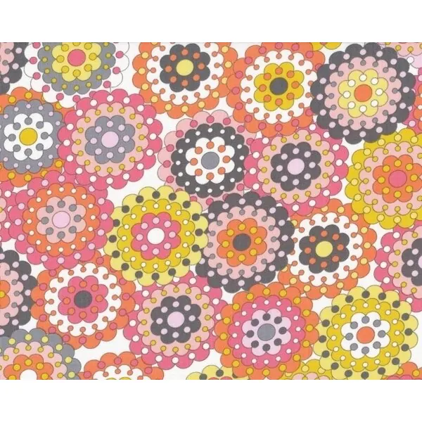 Patchworkstoff SILENT CINEMA mit Kreis-Blumen, pink, Jenean Morrison