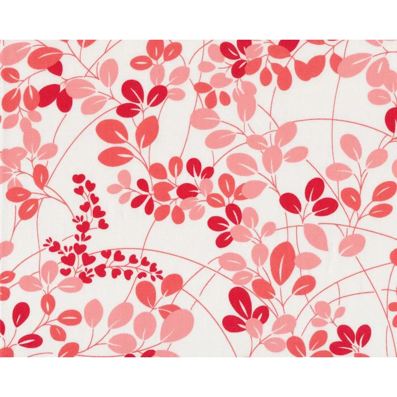 Patchworkstoff SIMPLY COLORFUL, Blattzweige, gebrochenes weiß-rosa, Moda Fabrics