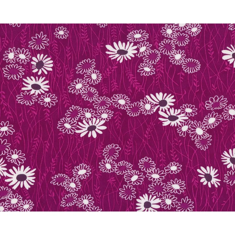 Patchworkstoff SIMPLY COLORFUL II, Wiesenblumen, aubergine-gebrochenes weiß, Moda Fabrics