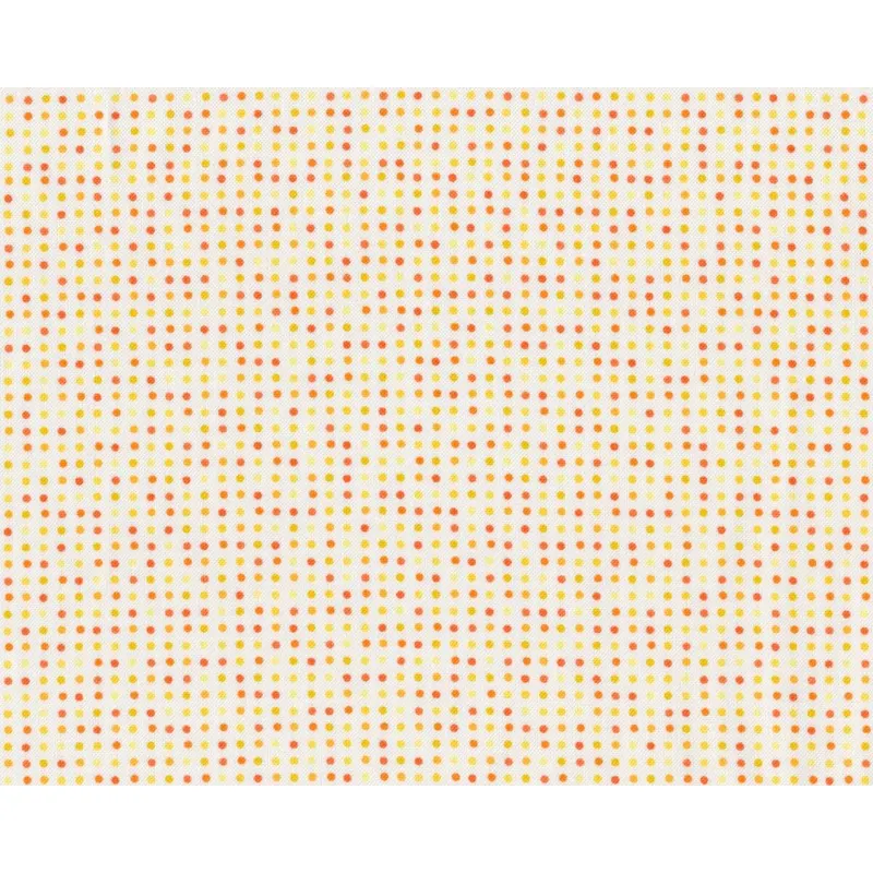 Patchworkstoff SIMPLY COLORFUL, Pünktchen, gebrochenes weiß-dunkles orange-maisgelb, Moda Fabrics