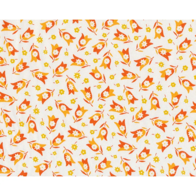 Patchworkstoff SIMPLY COLORFUL, Tulpen, gebrochenes weiß-dunkles orange, Moda Fabrics