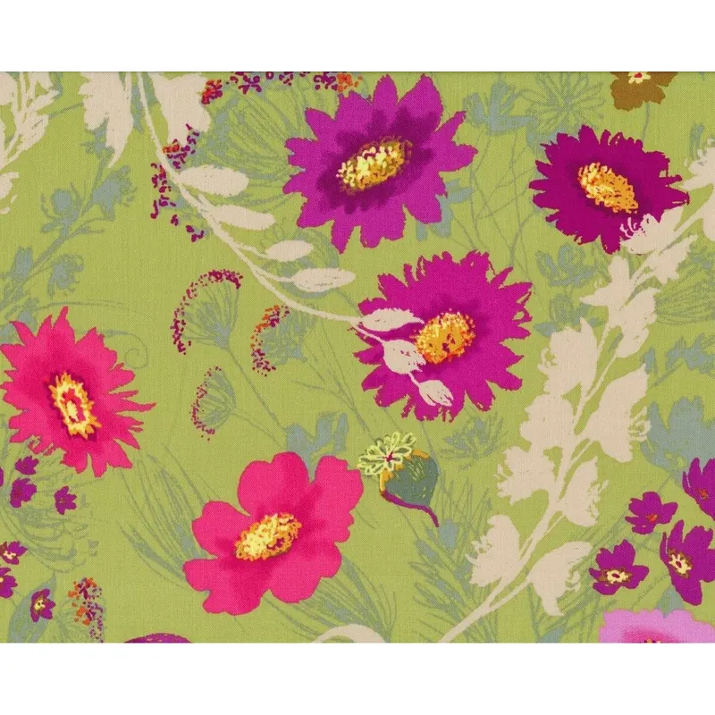 Patchworkstoff SKETCH BOOK, Blumenwiese, hellgrün