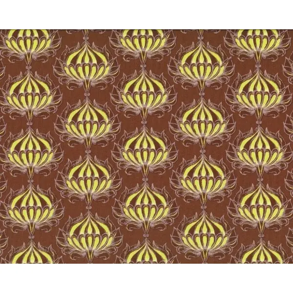Patchworkstoff STAR FLAKES AND GLITTER, Blütenknospen-Ornamentmuster, braun