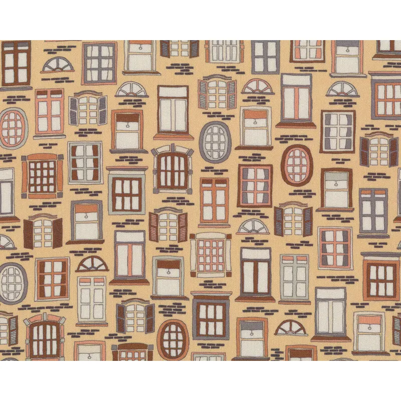 Patchworkstoff STEP OVER MY DOORSTEP, Fenster, beige
