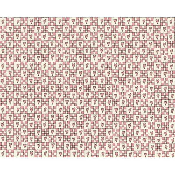 Patchworkstoff "Stitches" mit Karo-Herzen, altrosa-cremé