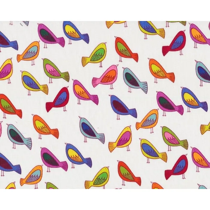 Patchworkstoff SWEET TWEET, Piepmätze, blau-pink-gebrochenes weiß