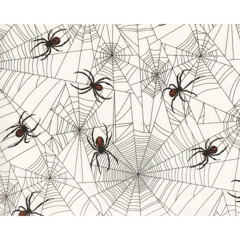 Patchworkstoff TANGLED WEB, Spinnen, weiß, Alexander Henry Fabrics