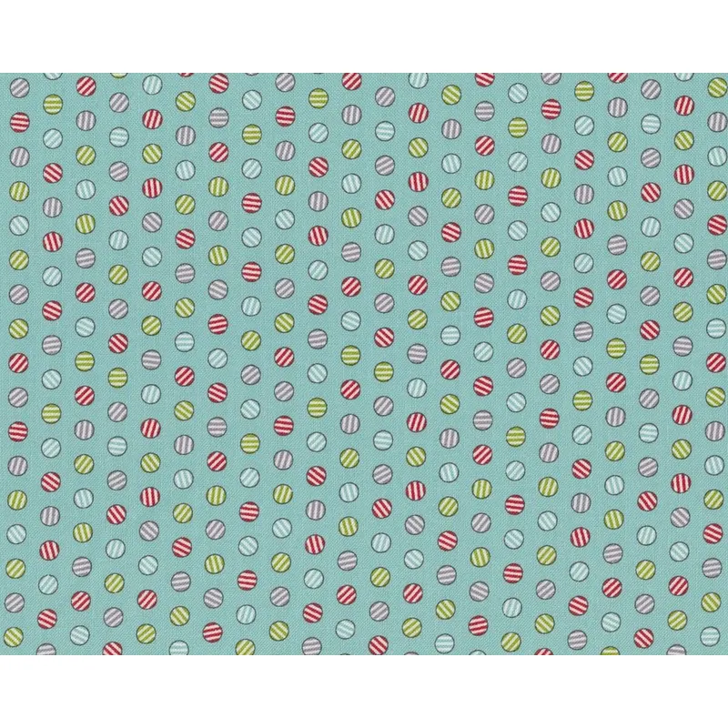 Patchworkstoff THE COOKIE EXCHANGE, Streifenpunkte, mintgrün-dunkelrot, Moda Fabrics