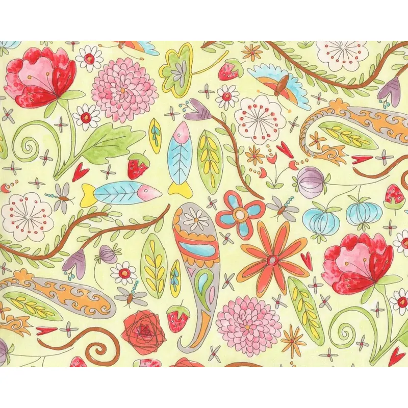 Patchworkstoff THE DRESS, Gartenmotive, hellgrün, Free Spirit