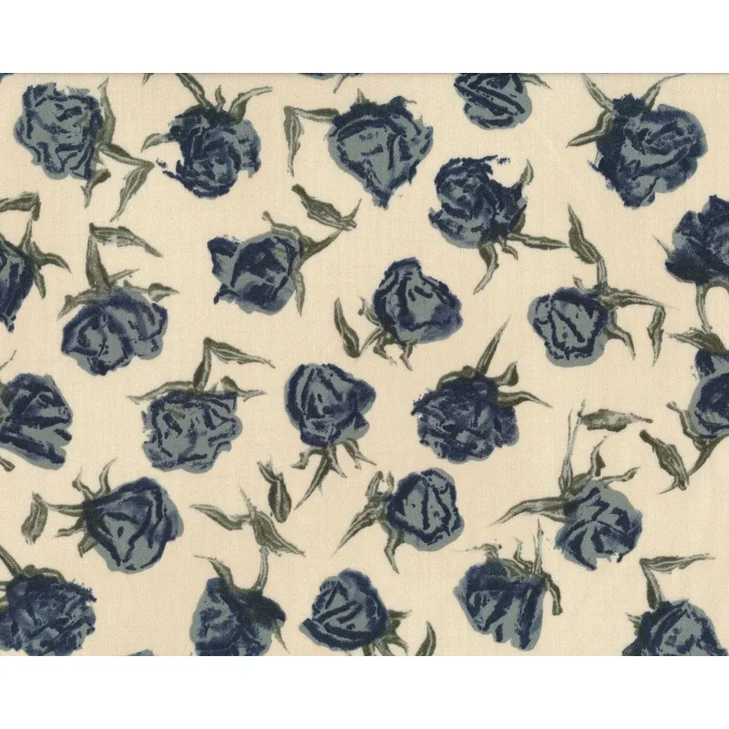 Patchworkstoff THE WORDSMITH, Rosen, helles beige-nachtblau, Moda Fabrics