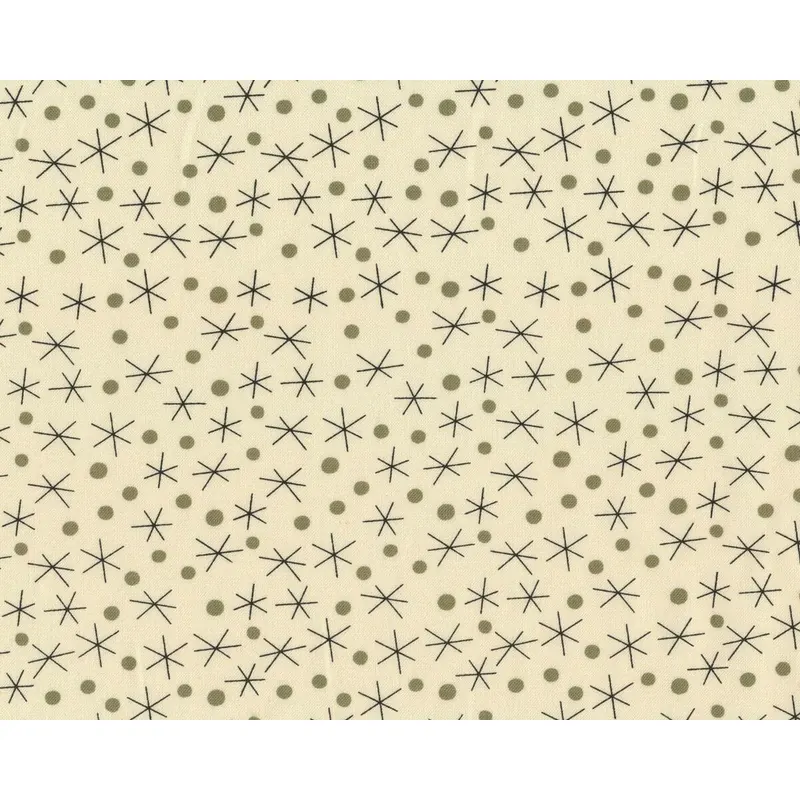 Patchworkstoff TIKI TOK, Skizzensterne und Punkte, creme-schwarz, Moda Fabrics