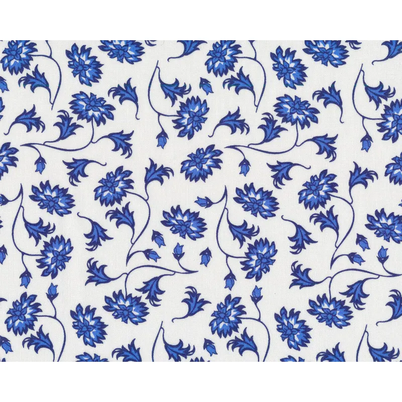 Patchworkstoff TILED UP, Stielblüten, blau