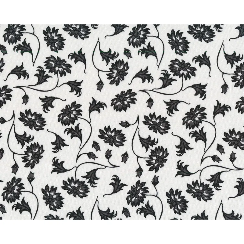 Patchworkstoff TILED UP, Stielblüten, schwarz