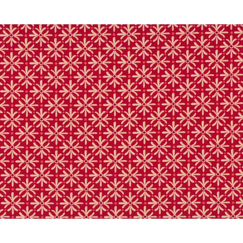 Patchworkstoff TOLE CHRISTMAS, Vierblatt-Blüten, rot-hellbeige, Moda Fabrics