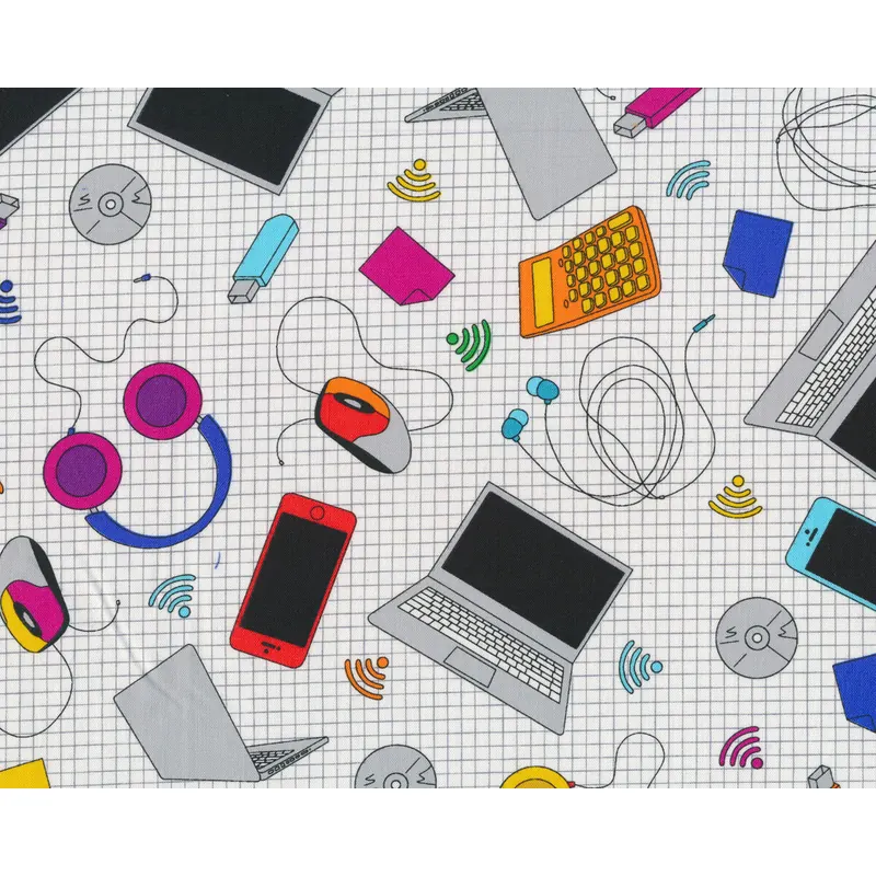 Patchworkstoff TOP OF THE CLASS, Computer & Smartphone, Blank Quilting
