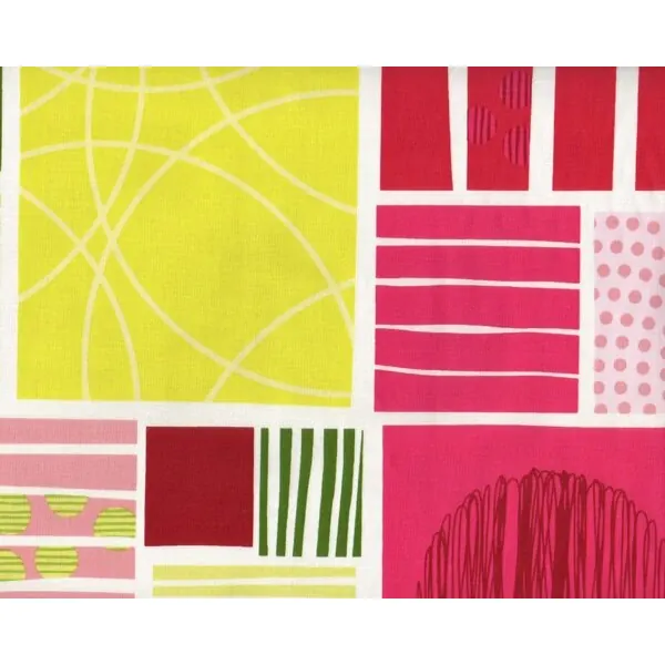 Patchworkstoff TWIST STYLE, Muster-Vierecke, fuchsia-hellgrün
