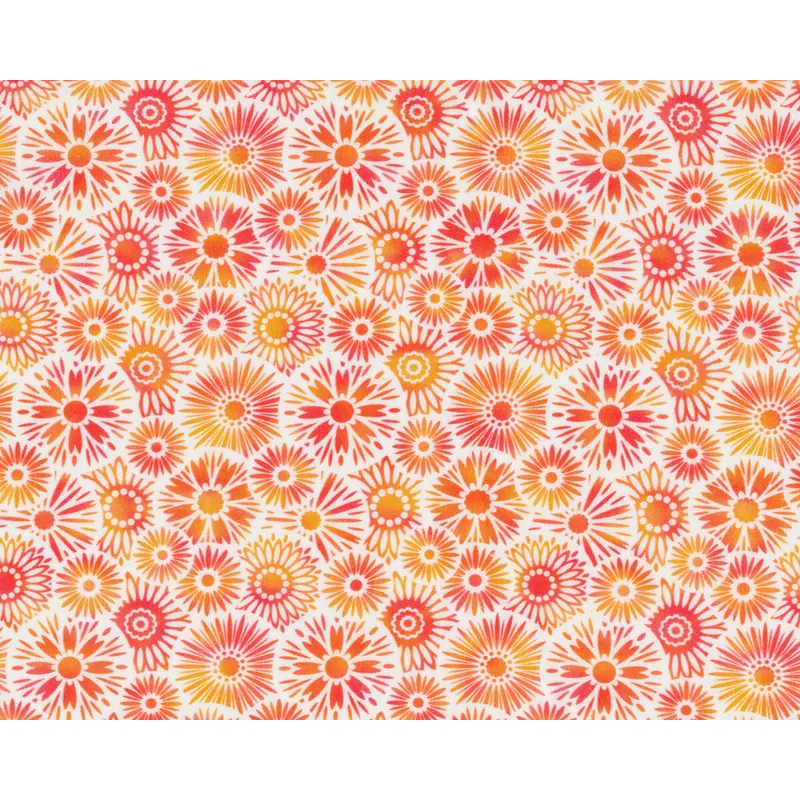 Patchworkstoff UNUSUAL GARDEN II, Blüten, weiß-orange, In The Beginning