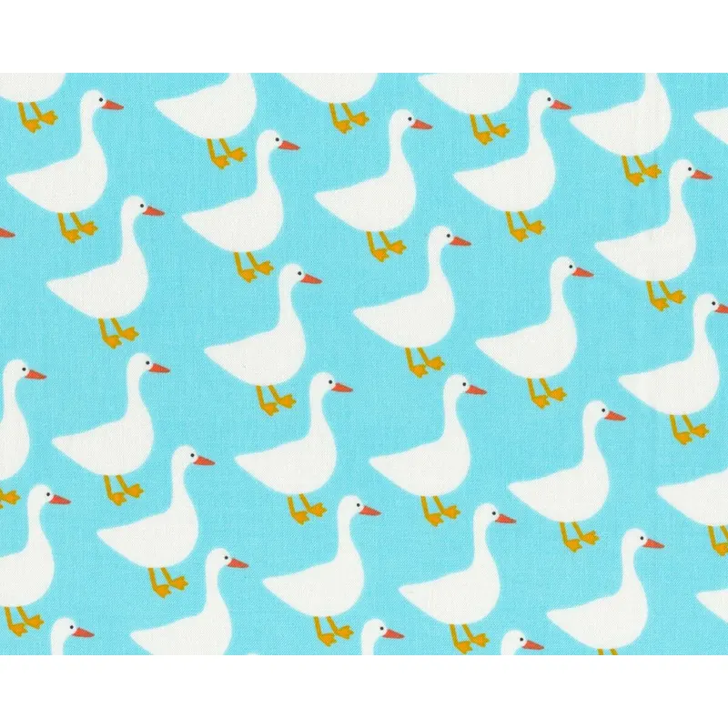 Patchworkstoff URBAN ZOOLOGIE, große Gänse, helles türkis-weiß