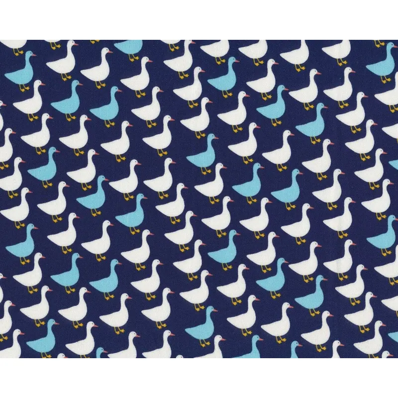 Patchworkstoff URBAN ZOOLOGIE MINI, Gänse, dunkelblau-weiß-hellblau