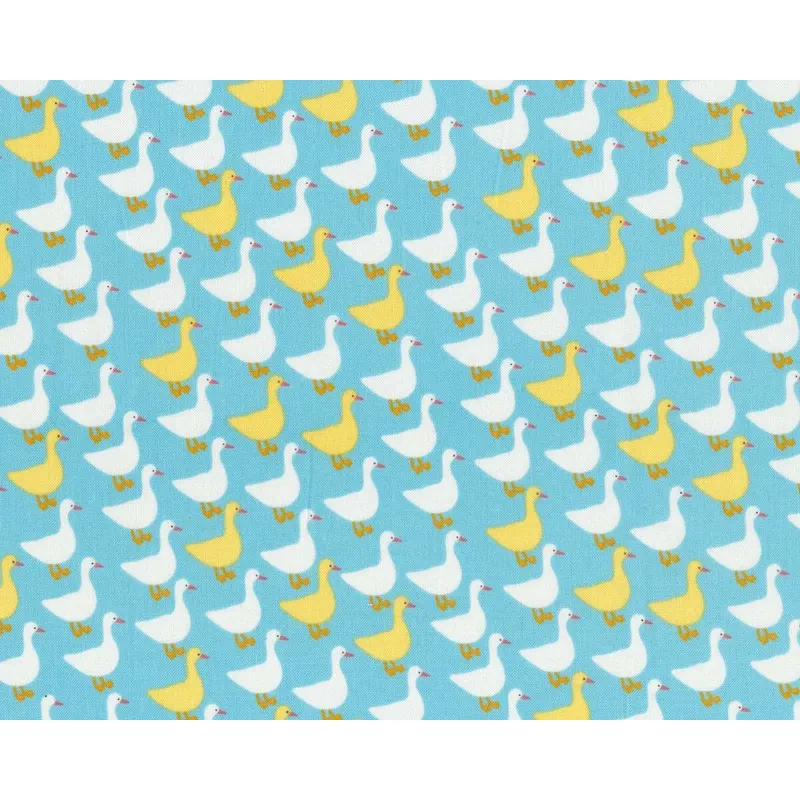 Patchworkstoff URBAN ZOOLOGIE MINI, Gänse, himmelblau-weiß-sonnengelb