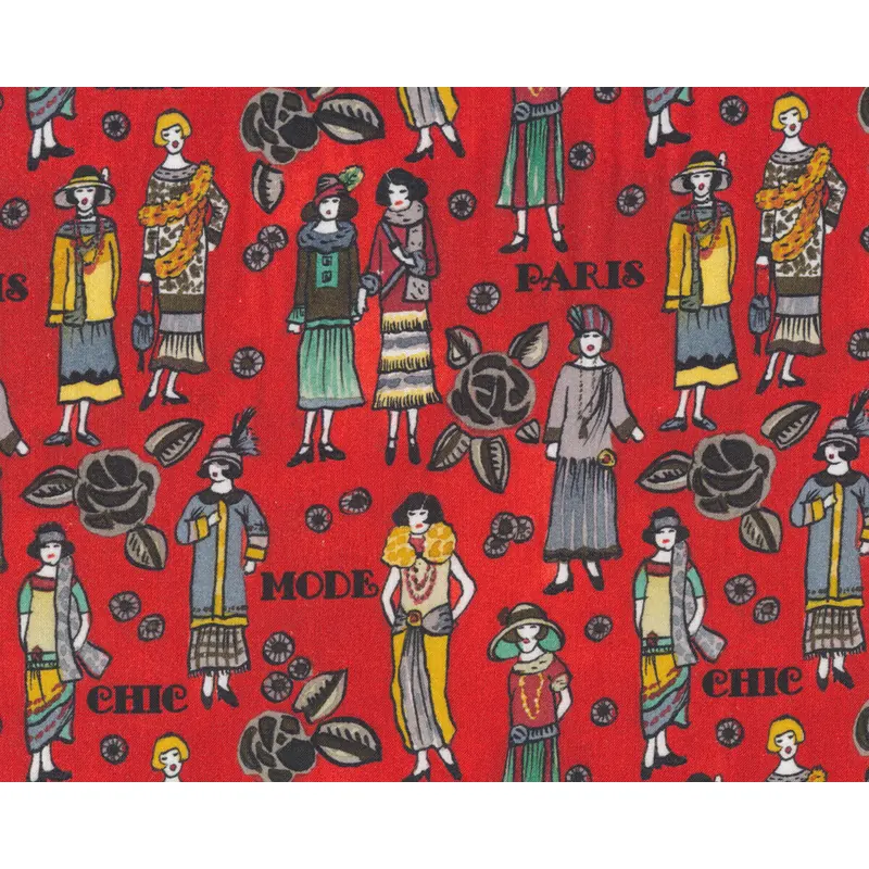 Patchworkstoff VENDOME, Pariser Mode der 20er, tomatenrot