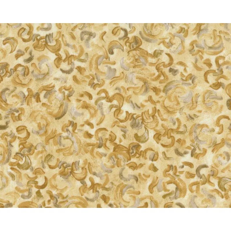 Patchworkstoff VINCENT VAN GOGH, Blick auf Auvers, Kringel-Vordergrund, eierschalenfarben-beige