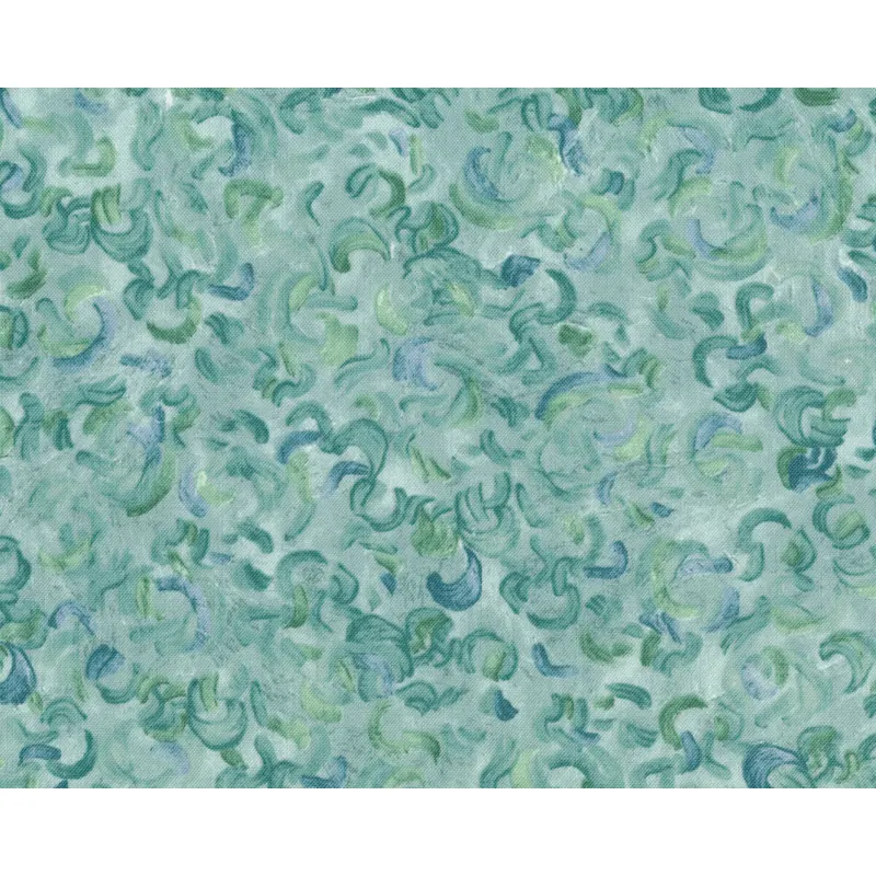 Patchworkstoff VINCENT VAN GOGH, Blick auf Auvers, Kringel-Vordergrund, helles türkis-graublau
