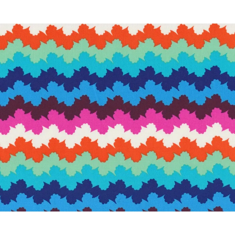 Patchworkstoff VIOLETTE ORGANIC, Blatt-Wellen-Streifen, pink-dunkelblau