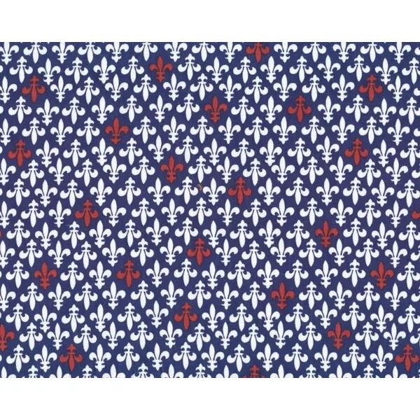 Patchworkstoff "Vive la France" mit heraldischer Lilie, dunkelblau-weiß