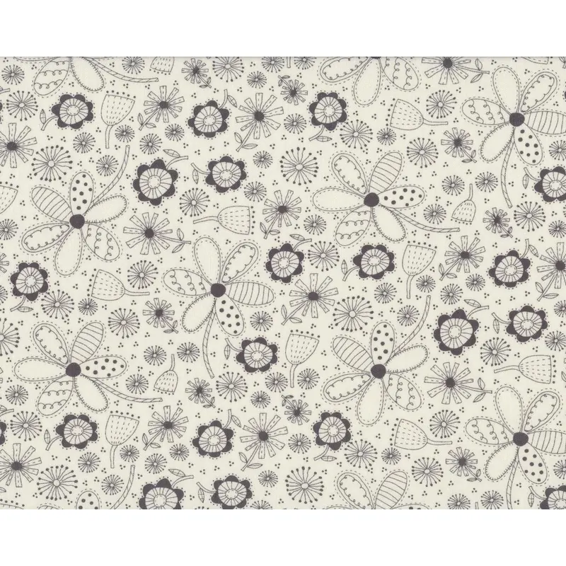 Patchworkstoff VOLUME II, Blümchen, gebrochenes weiß-grau, Moda Fabrics