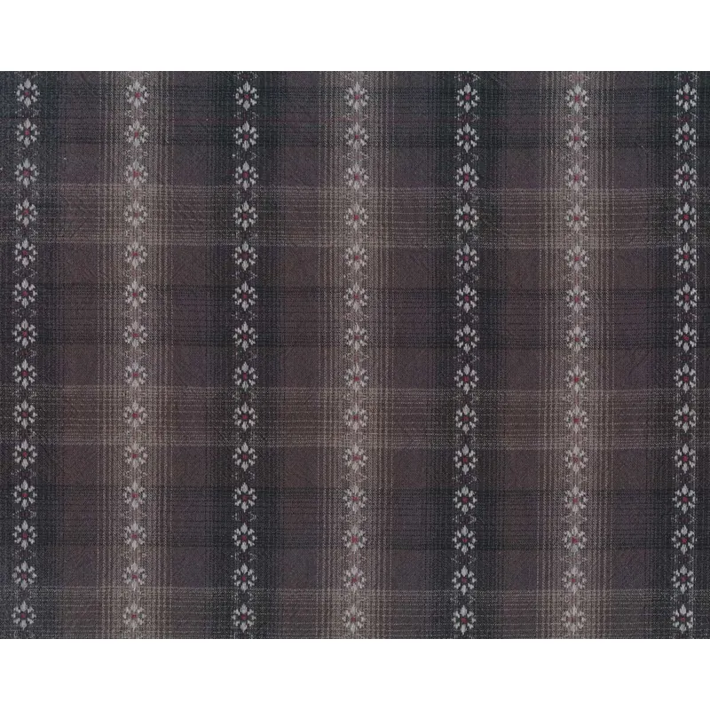 Patchworkstoff-Webstoff TOCHIO, Blümchen-Streifen, dunkelgrau